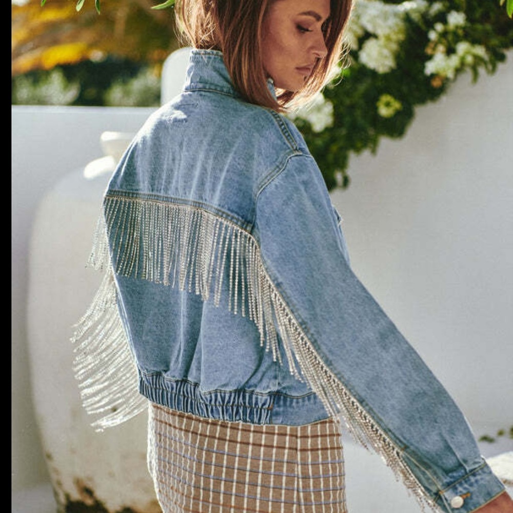 Free people comet rhinestone jean jacket